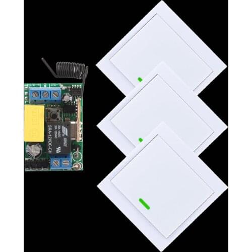 AC 220V 10A Relay Wireless Remote Control Switch 3PCS Wall Panel Remote Transmitter Hall Bedroom Ceiling Lights Wall Lamps
