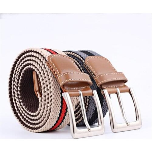 New Casual Stretch Elastic Knitted Woven Belt Male Female Pin Buckle Canvas Waist Strap Belts for Women Men Jeans Pants