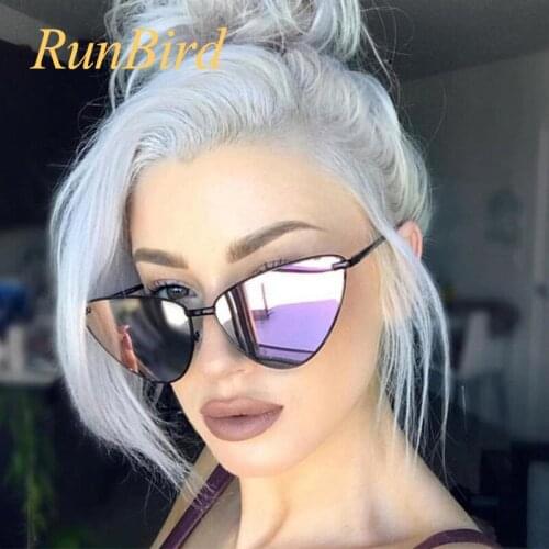 RunBird New Light Weight Cat Eye Sunglasses Women Retro Cateye Sunglass Metal Frame Pink Purple Tinted Lens Eyewear UV400 1344R