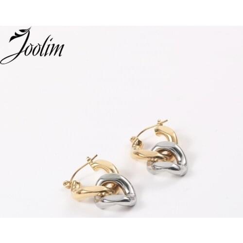 Joolim Stainless Steel Contrast Color Link Chain Earring r