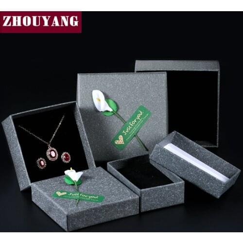 Top Quality Jewelry BOX For Ring Earring Necklace Sets Royal Style Gray Kraft Paper PACKAGING JPB003 JPB004 JPB005