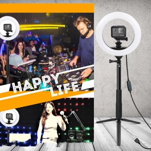 Photography Dimmable LED Selfie Ring Light for Gopro Hero 8 7 6 5 4 for XiaomiYi sj ENEK for Bar DJ Fill Light