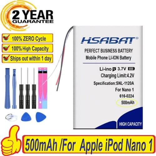 Top Brand 100% New 500mAh 616-0223 616-0224 Battery for Apple iPod Nano1 Nano 1st Generation 1 Gen Nano 1 A1137 4gb Batteries