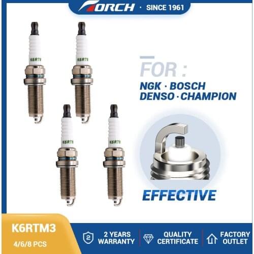 High Quality Genuine Spark Plug TORCH K6RTM3 Replacement NGK LFR6AIX11 CHAMPION REC10YC4 DENSO IKH20 BOSCH FR7MPP10