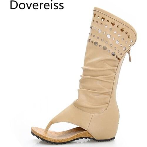 Summer Women Sandals Fashion Sexy New Pure Color Beige Consice Back Zipper Elegant Bohemia Sandals Women Flat