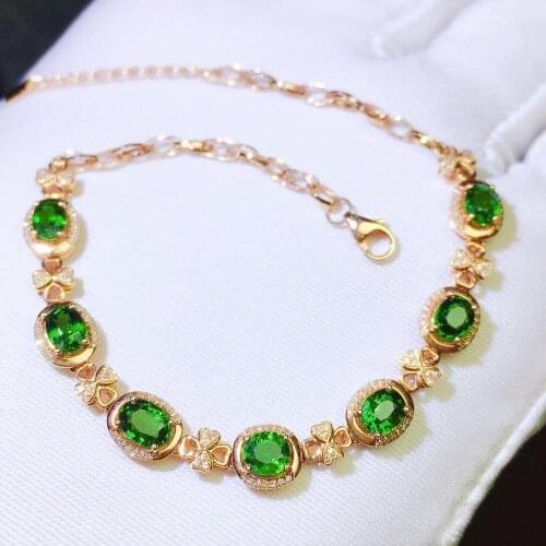 Z708 Fine Jewelry Gold AU750 G18K 100% Natural 3.76ct Tsavorite Gemstones Jewellery Bracelets for women Fine Bracelets