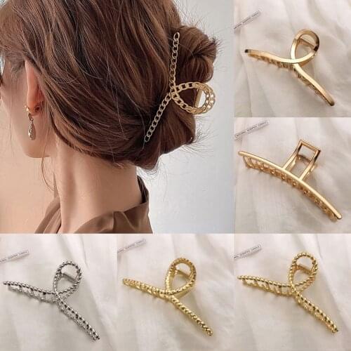 2021 Metal Geometric Hair Claw For Women Ladies Elegant Hair Accessories Cross Crab Bath Clip Fashion Girl Headwear