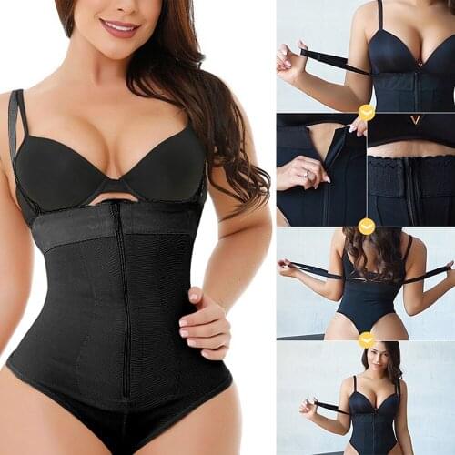 Women Shaperwear Waist Trainer Bodysuits Butt Lifter Tummy Belly Control Shaping Trimmer Zip up Body Shapers with Shoulder Strap