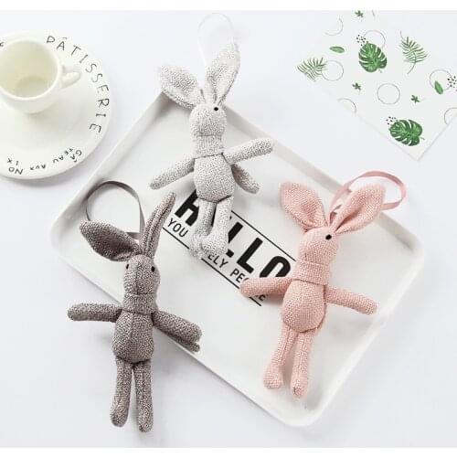 1Pcs DIY Plaid Pattern Cartoon Rabbit Wishing Toys Nice Gift for Children Key Chain Plush Bonquet Toys Kids Supplies