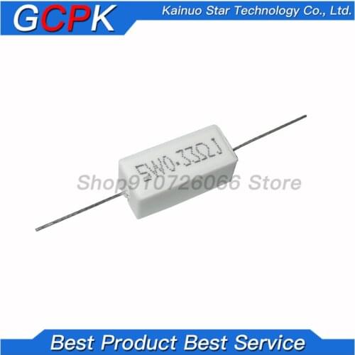 10PCS 5W 0.33 ohm Cement resistance 0.33R 0.33ohm