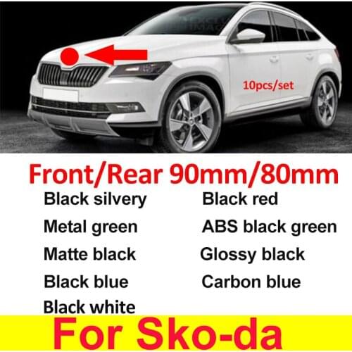 10pcs 90mm 80mm Abs Black Silvery Metta Hood Front Emblem Trunk Boot Rear Sticker Covers 9CM 8CM 32D853621A 5JD853621A