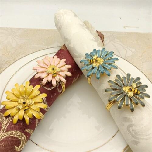 12PCS/spot bee flower small daisy napkin ring western table decoration furnishings
