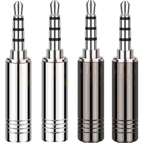 3.5mm 4 Pole Mini Jack Rhodium Plating Copper Audio Adapter 3.5mm Headphone Plug Soldering Wire Connector Balance Plugs