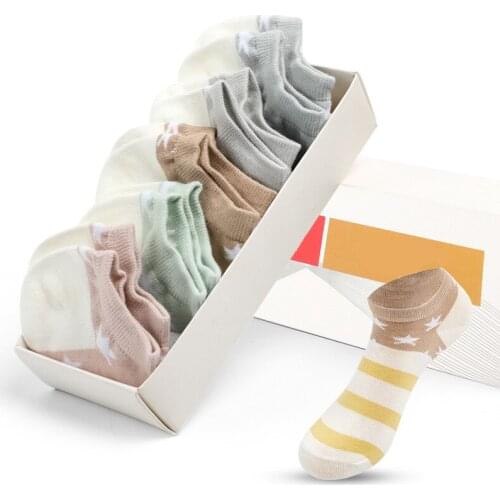 5 Pairs/Set Spring Summer Cotton Boat Socks Womens Color Star Pink White Striped Casual Mori Girl Trend Funny Short Socks Gift