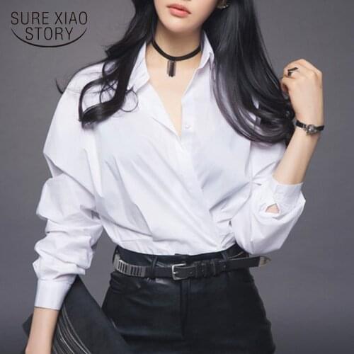 White Casual Cotton Women Vogor Sean Women Blouse Shirt Spring Autumn Blusas Office Lady Elegant Slim Tops Batwing Blouses 12302