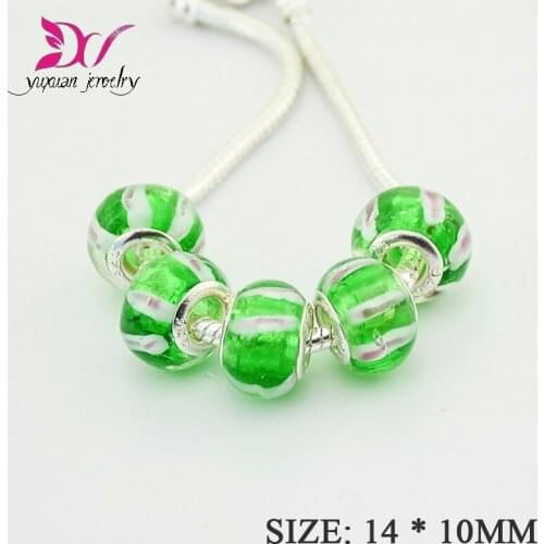 Free shipping 2016 Lampwork Glass Beads Fit Charm Bracelet 14x10mm kralen joyas de plata 925 TK029