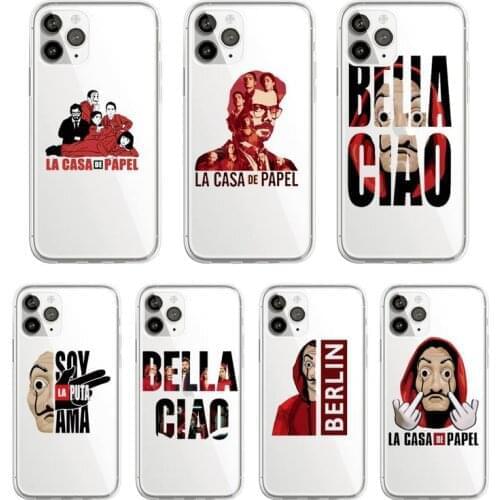 La Casa De Papel Money Heist Tees Phone Case Transparent soft For iphone 5 5s 5c se 6 6s 7 8 11 12 plus mini x xs xr pro max