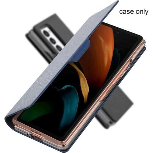 Luxury Genuine Leather Back Cover For Samsung Galaxy 2 Case 2 Galaxy Z Z Fold 5G Phone Fold Cover Shockproof Case N4Y2