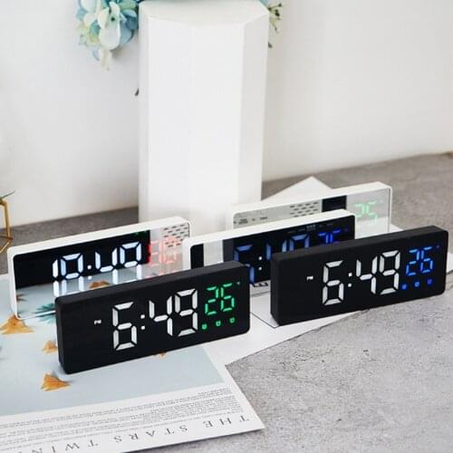 T84E Electronic Silent Alarm Clock LED Smart Desktop Alarm Timer Digital Display Table Timing Equipment Room Home Bedroom