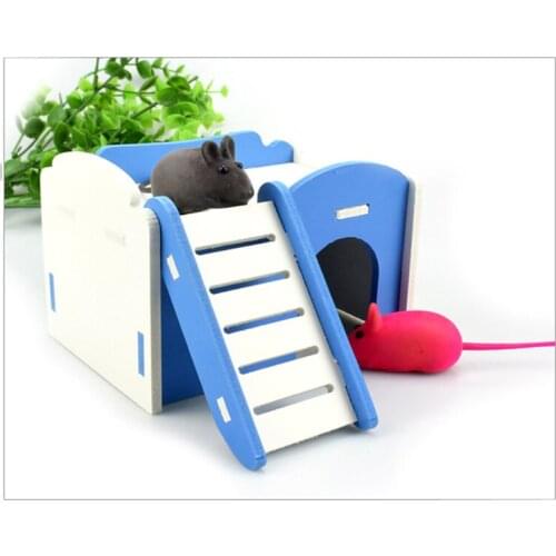 Hamster Toy Hideout Cute Exercise Wooden Toy Hamster House Cage with Ladder Slide For Guinea Pig Small Animals Product