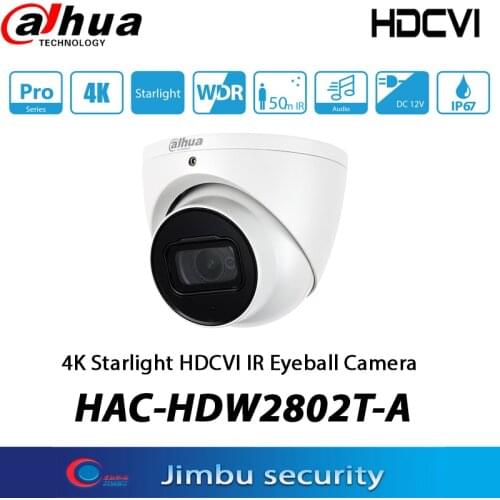 Dahua 8MP analog camera HAC-HDW2802T-A 4K Starlight IR50M CCTV Microphone HD/SD switchable IP67 Dahua HDCVI IR Eyeball Camera