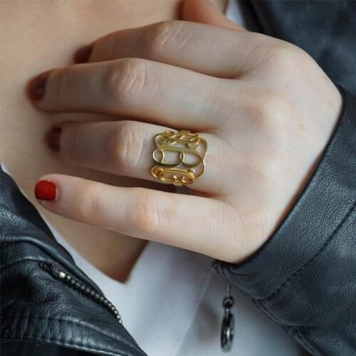 Monogram Ring Personalized Three Initial Rings For Women Men Custom Jewelry BFF Bridesmaids Gift Stainless Steel Bague Femme