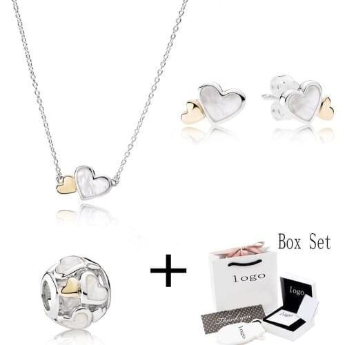 2020 Fashion New Luminous Heart Necklace Set 925 Sterling Silver Suit Original Female Luxury Jewelry Commemorative Best Gift