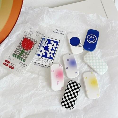 Korean Universal Push-pull Mobile Phone Holder Cartoon INS Back Sticker Buckle Ring Bracket For iPhone Samsung Huawei All Phone