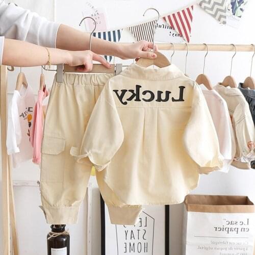 New Infant Texture Clothing Sets Baby Suits Autumn Comfortable Clothes Baby Boys Clothes Turndown Collar Tops Pant 2pcs Outfits
