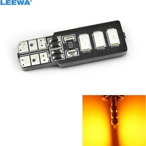 LEEWA 100pcs Amber T10/W5W/194/168 6SMD 5630 LED Canbus Error Free Car LED Light Bulb #CA4315