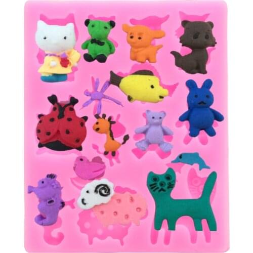NICEYARD Cute Animals Mold for Fondant Cake Bread Jelly Chocolate Ice Pudding Food-grade Silicone Cake Decorating Tools