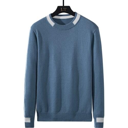 Knit Sweater 2020 New O-neck Sweater Men Autumn Fashion Patchwork Pullover Mens Long Sleeve Male Clothing Big Size 4XL