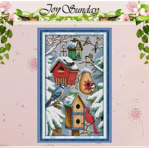 Little Bird House Animals Patterns Counted Cross Stitch 11CT 14CT Printed Cross Stitch Set Wholesale Embroidery Needlework