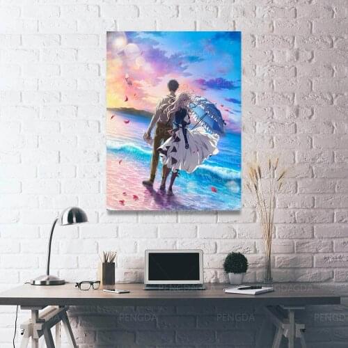 Wall Art Poster HD Prints Violet Modular Pictures Canvas Painting Evergarden Anime Sky Home Decoration For Living Room No Frame