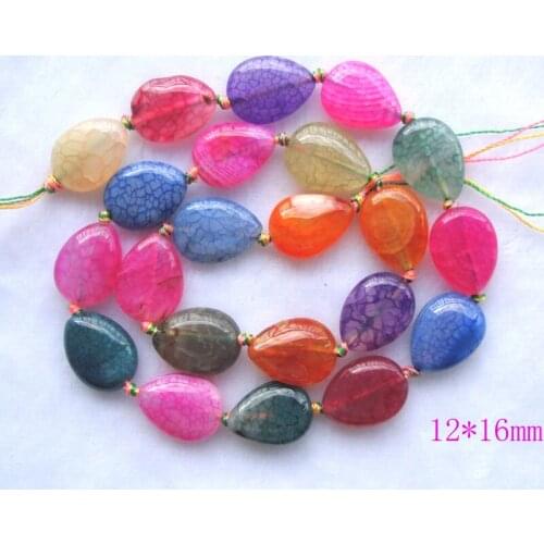 Natural Rainbow Veins Agate Flat Pear Shape 12*16mm,13*18mm Loose Beads For Jewelry Making DIY Bracelet Necklace Earrings