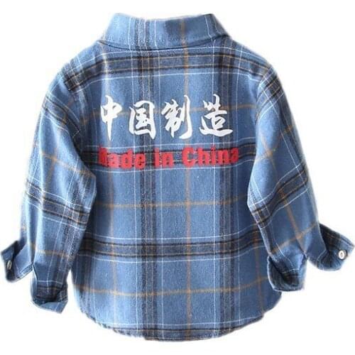 New Spring Autumn Baby Fashion Clothes Children Boys Plaid Letter Shirt Toddler Casual Clothing Infant Cotton Kids Tracksuits