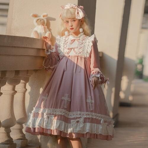 Original design cross wish dream Long Sleeve Dress Lolita lovely girl sweet dress 6170