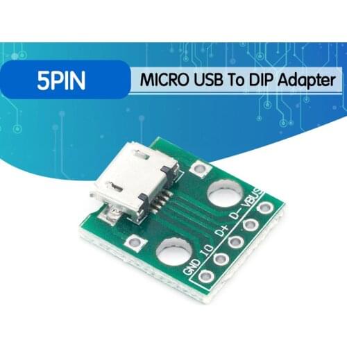 10PCS MICRO USB to DIP Adapter 5pin female connector B type pcb converter pinboard 2.54