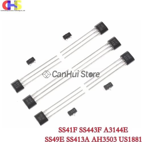 10pcs SS41F SS443F A3144E SS49E SS413A AH3503 US1881 Hall Effect Sensor Switch 41F 43F 44E 49E 413 503 U18 SMD High Sensitiv