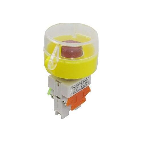 AC 220V Red Light Lamp Latching DPST Clear Cover Push Button Switch 660V 10A