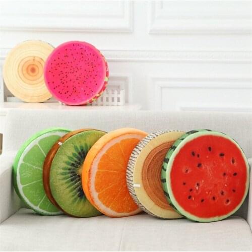Seat Back Cushion 3D Fruit Printed Round Creative Home Decor Novelty Sofa Throw Pillows Decorative Cushions For Sofa Girl Gift