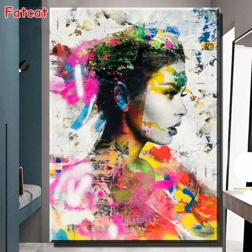 Full square DIY diamond embroidery Abstract Watercolor Woman 5D diamond painting Cross Stitch Rhinestone Portrait Mosaic PP1709