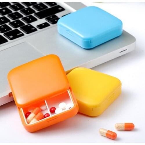 Mini Portable 2 Grid Push Open Style Pill Box Medicine Pillbox Tablet Storage Case Container Cases Storage Box 4 Colors