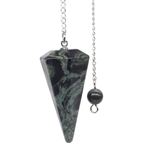 Natural Gemstone Green Kambaba Jasper Bonded Pendulum Healing Crystal Reiki Dowsing Energy Chakra Tool