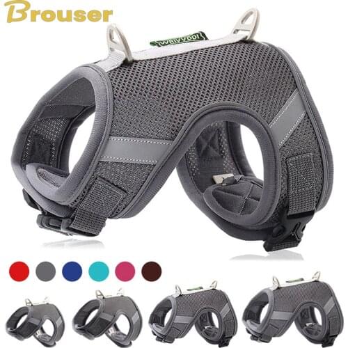 Pet Vest Harness for Small Dogs Cats Adjustable Mesh Vest Reflective Dog Harness Collar Chest Strap Leash With Traction Rope