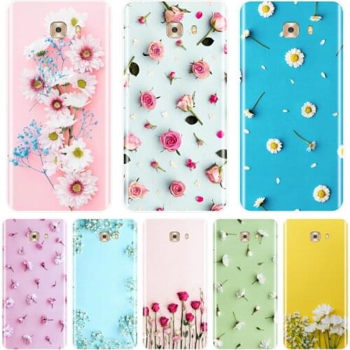 For Samsung Galaxy C5 C7 C8 Phone Case Silicone Rose Flower Floral Yellow Pink Soft Back Cover For Samsung Galaxy C5 C7 C9 Pro