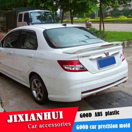 For Fit Spoiler 2004-2007 Honda Jazz sedan Spoiler jsd ABS plastic Material Car Rear Wing Color Rear Spoiler