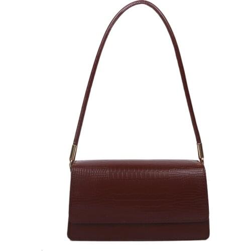 Yesetn Bag 04132021 Ladies Crocodile Pattern Handbag Old Fashion Tote Bag Handle Bag