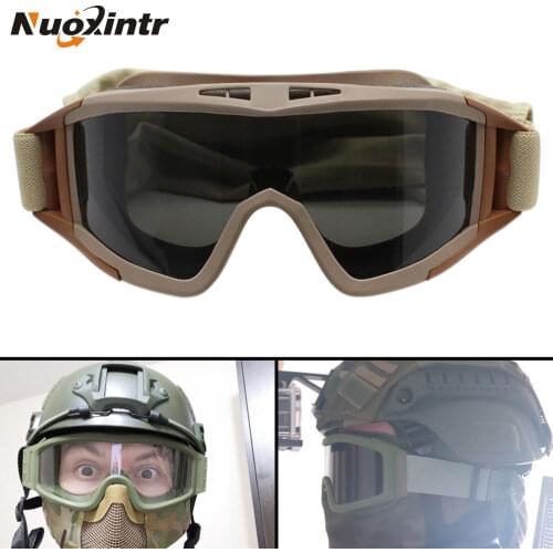 Nuoxintr Tactical Goggles Military Shooting Sunglasses 3 Lens Army Airsoft Paintball Motorcycle Windproof Wargame Glasses