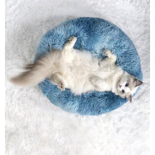 High Qunlity Soft Warm Plush Puppy Round Nest Winter Warm Pet Bed round Cat Bed Pet beds for Cat with waterproof bottom